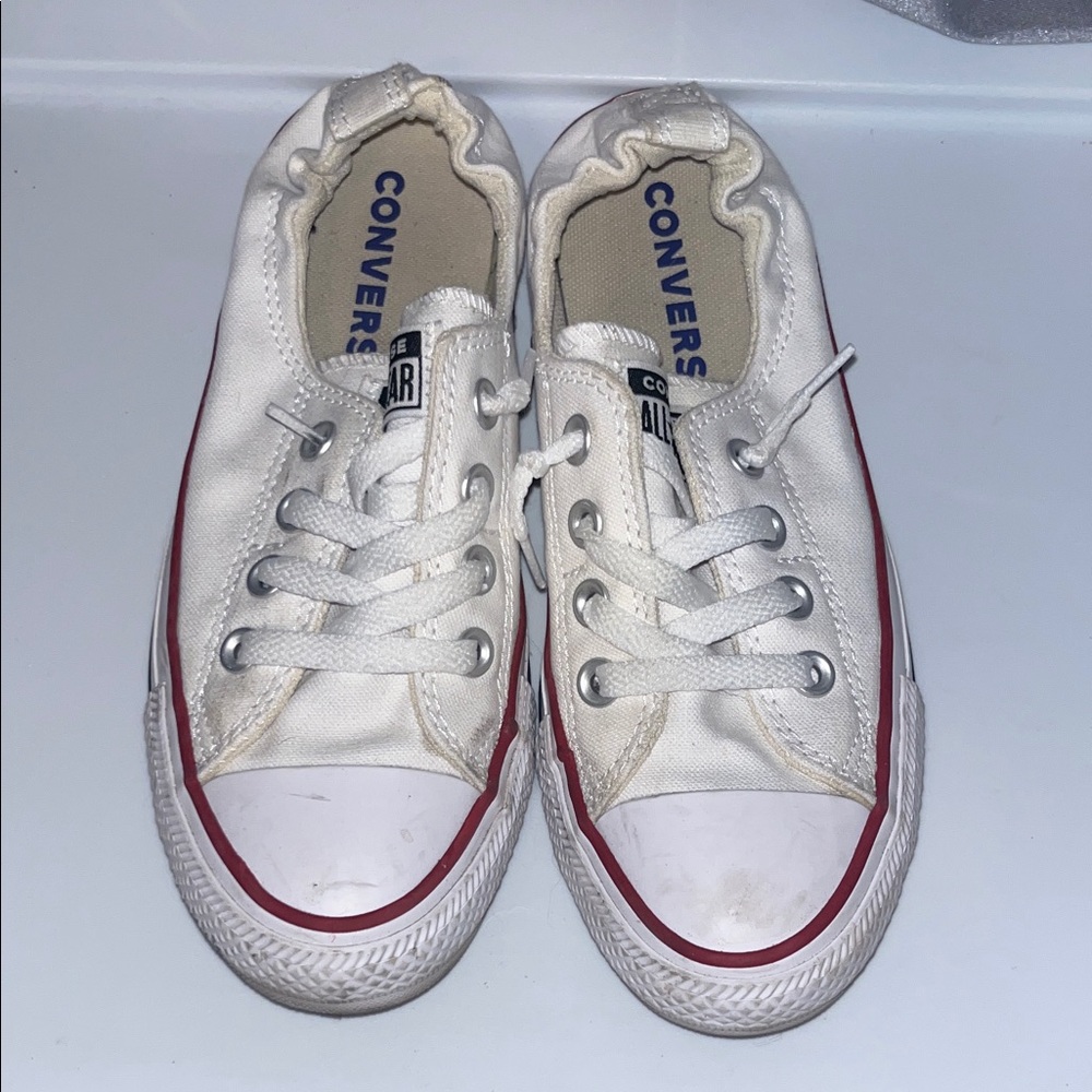 Converse White and Red Low-Top Sneakers
